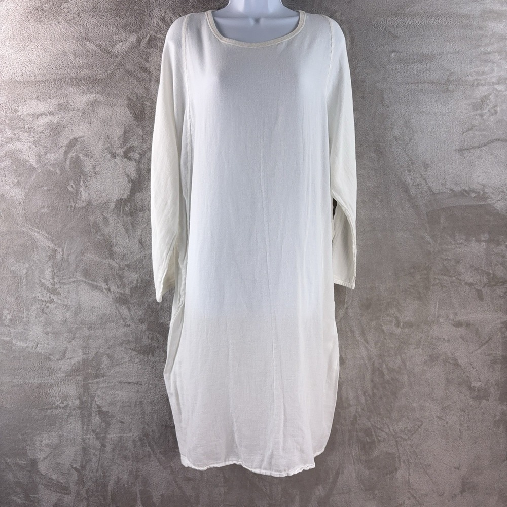 James Perse Dress Womens Size‎ 2 White Long Sleeve Minimalist Casual Comfort